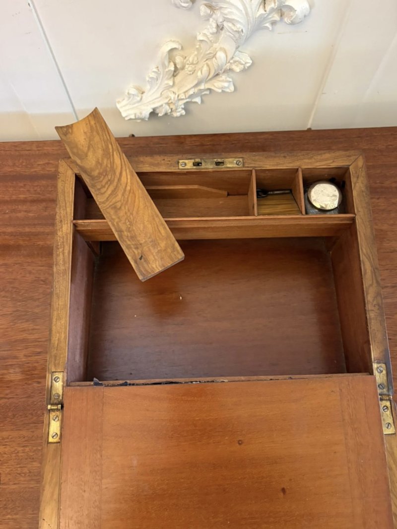 Antique Victorian Figured Walnut Writing Slope / Lap Desk with Fitted Interior - Image 5